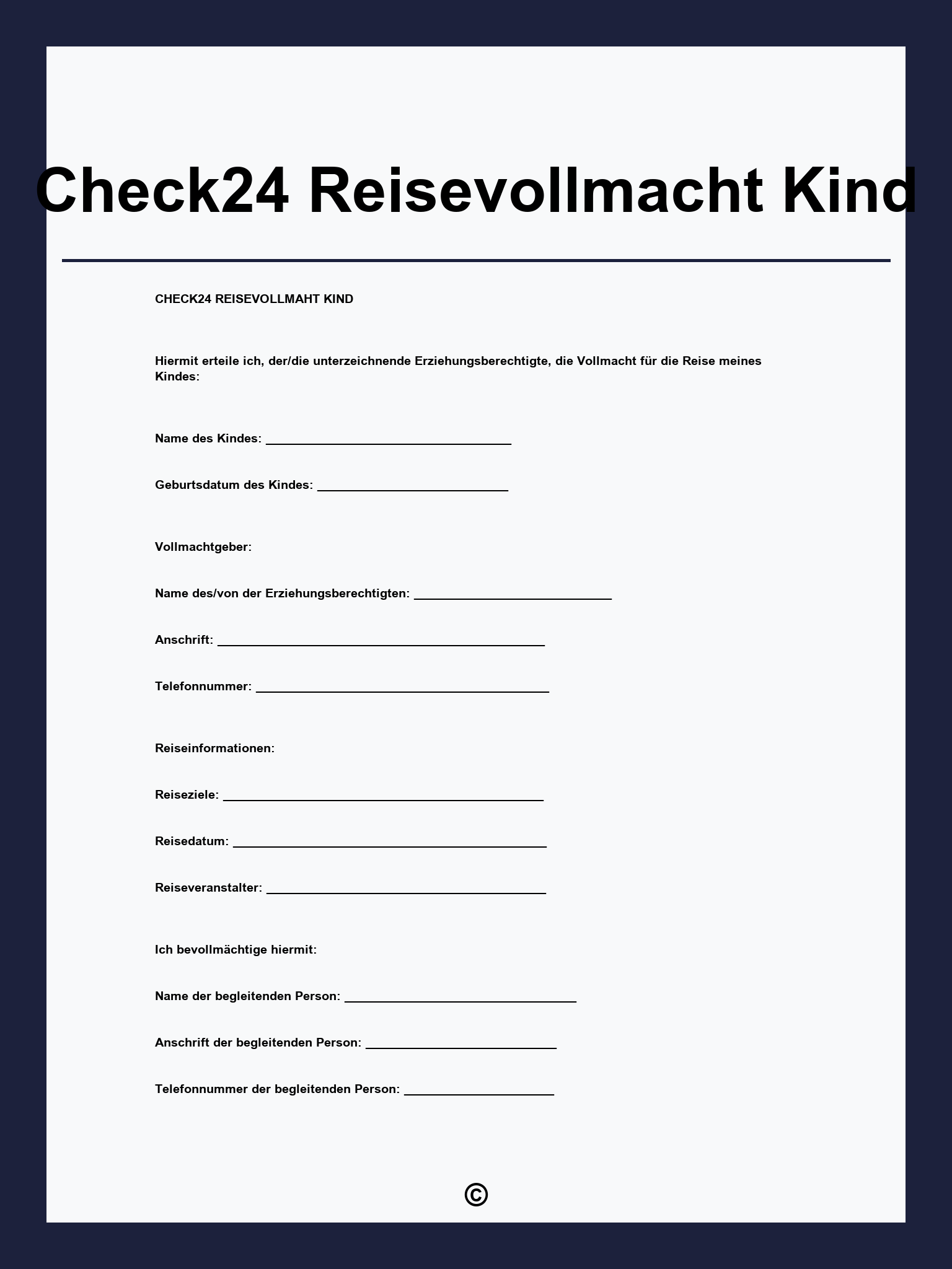 Check24 Reisevollmacht Kind