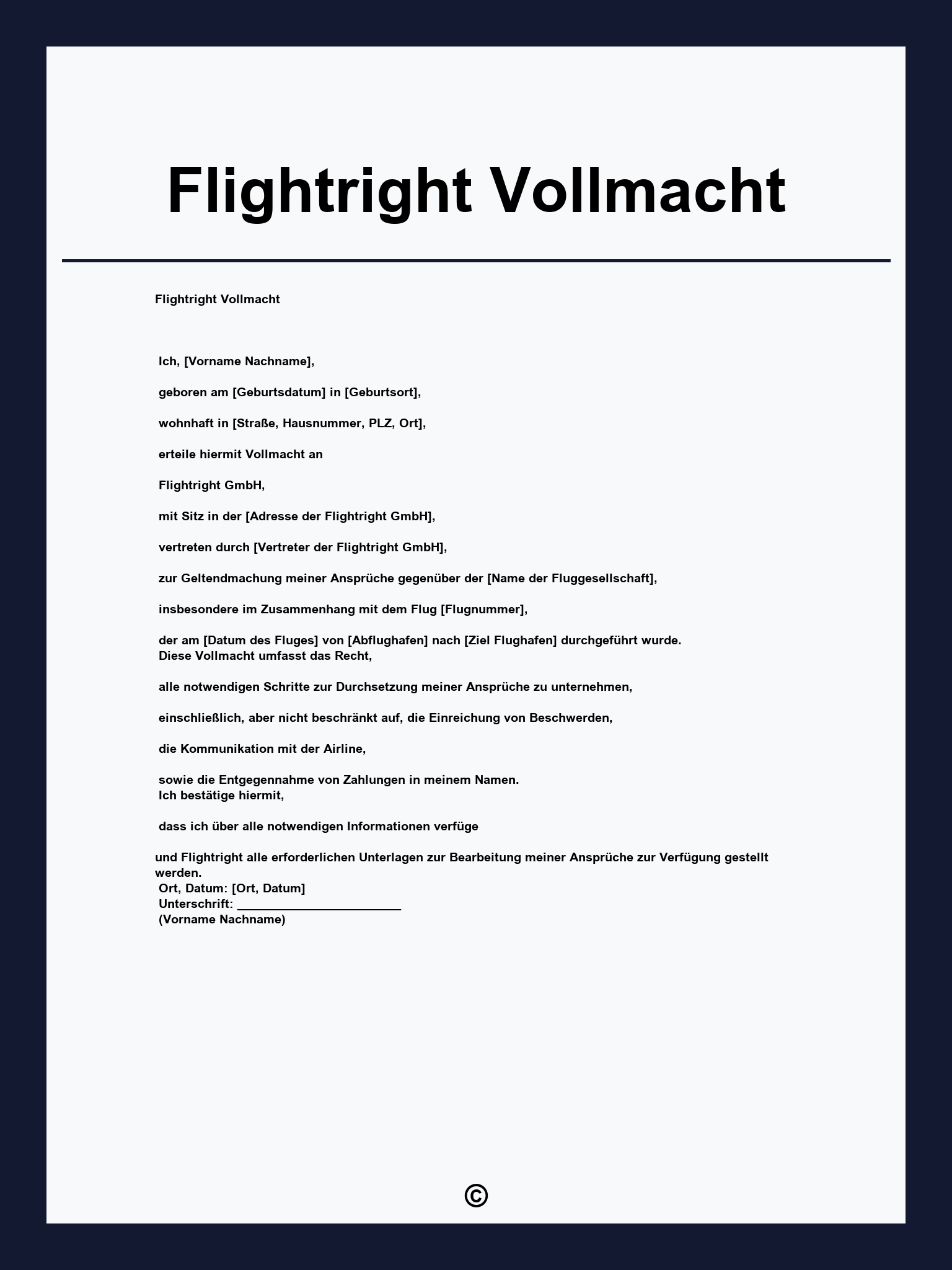 Flightright Vollmacht