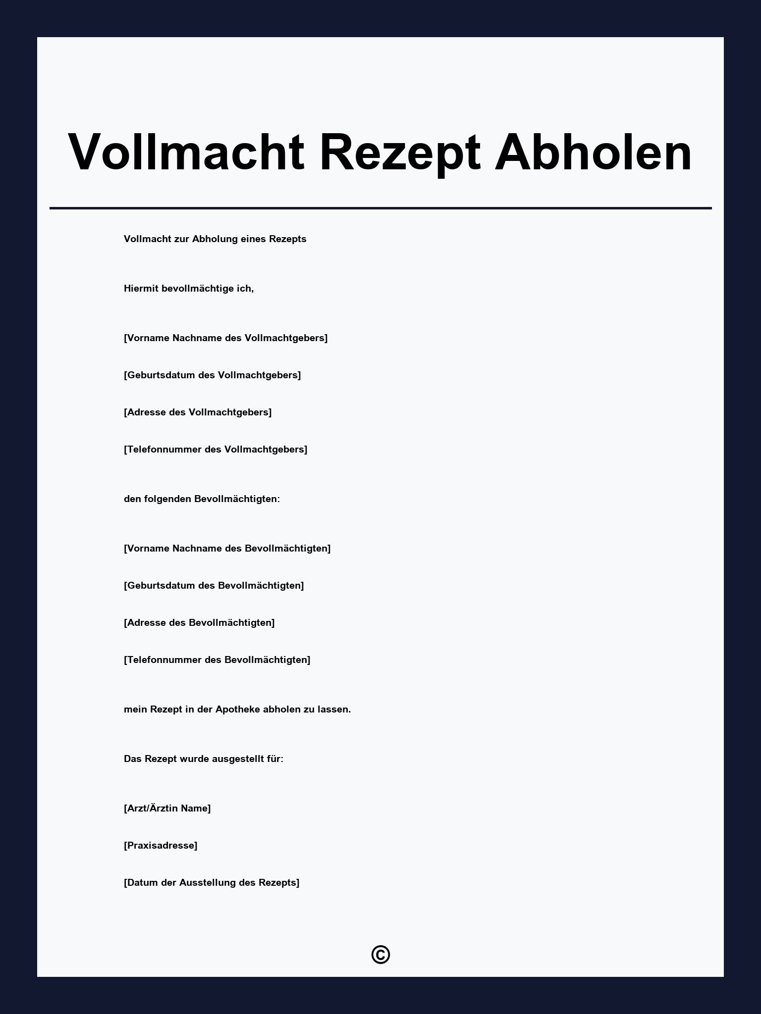 Vollmacht Rezept Abholen