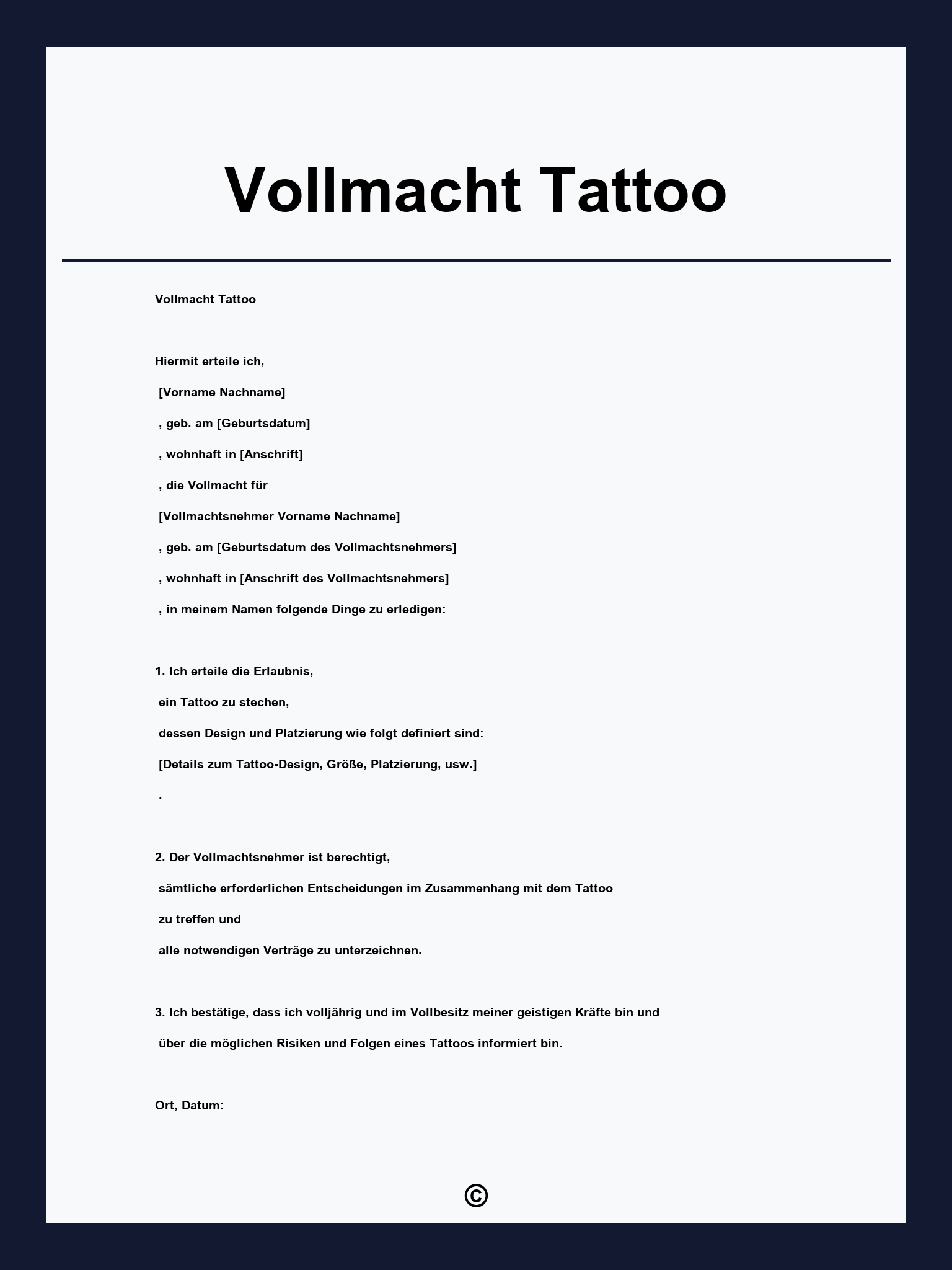 Vollmacht Tattoo